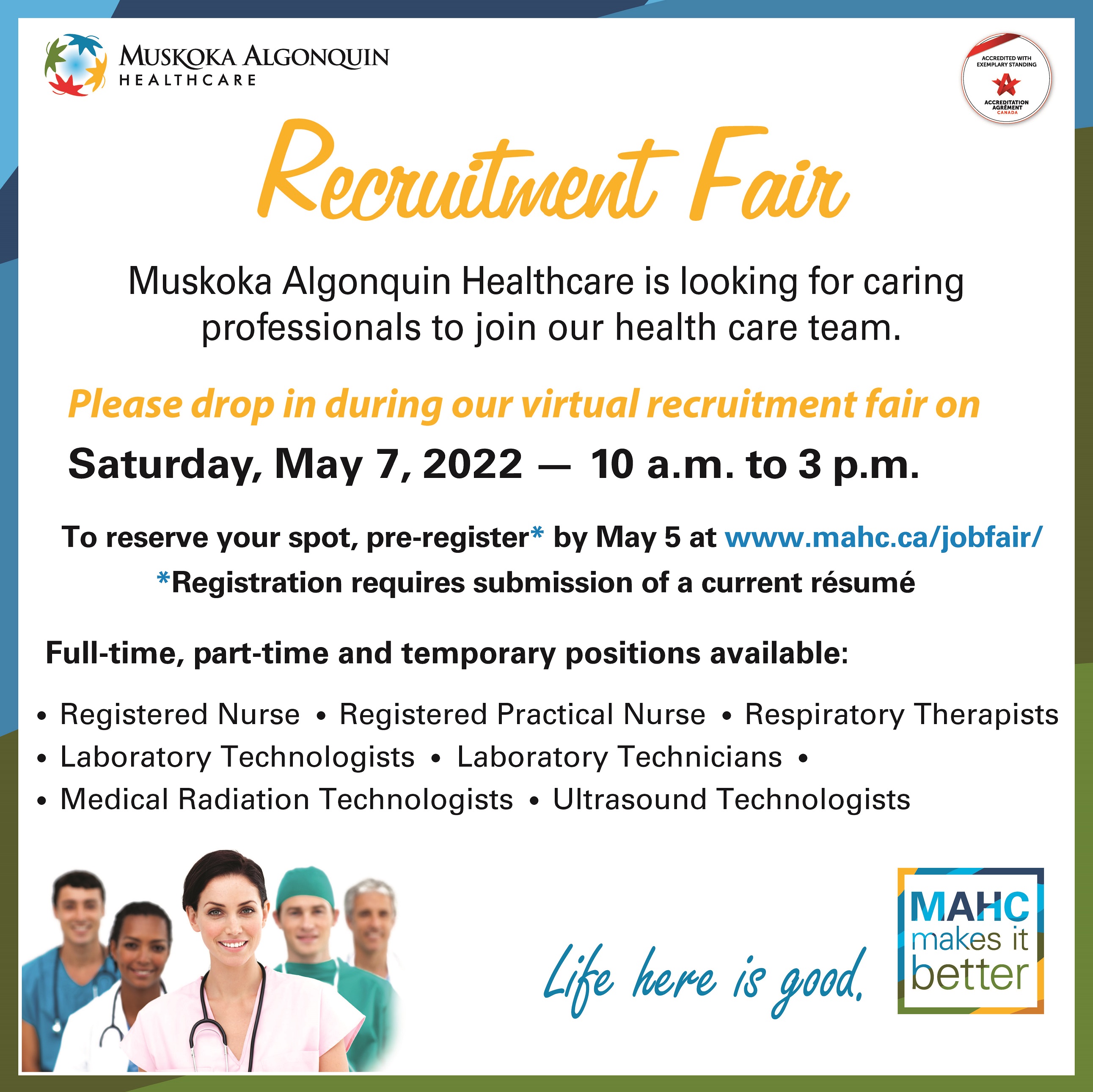 A graphic used for advertising that contains the details of the career fair.