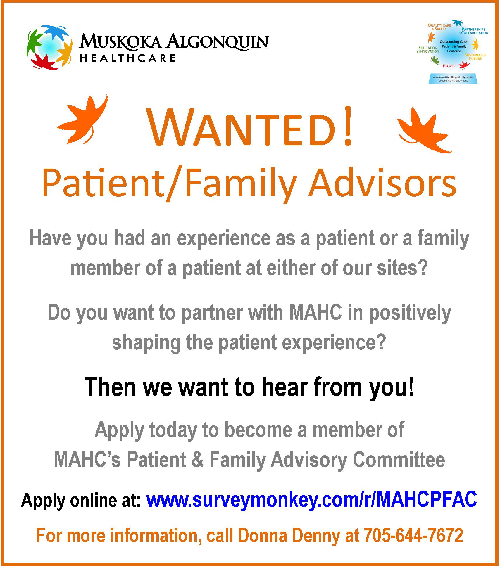 Patient and Family Advisory Committee Recruitment Notice