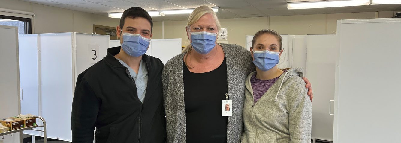 An image of (from left) Dr. Cole Krensky and assessment centre staff Pamela Blais and Hilary Vassos