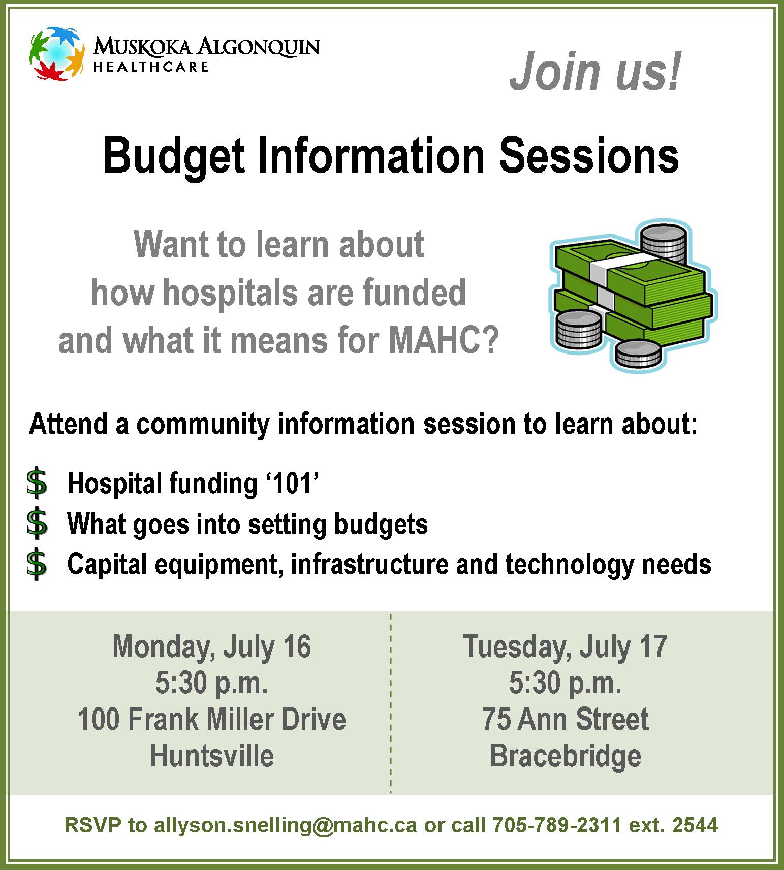 Public Notice for Community Budget Information Sessions